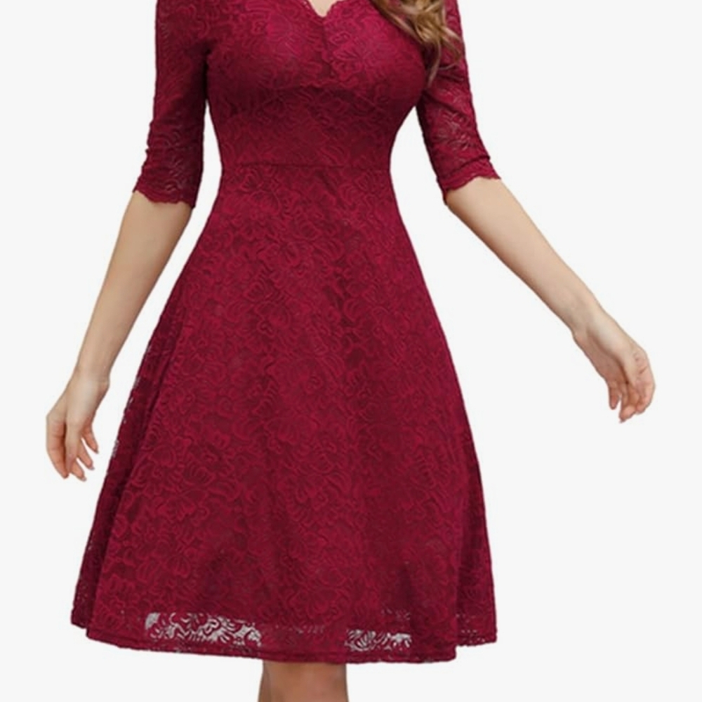 Elegant Burgundy Lace Dress